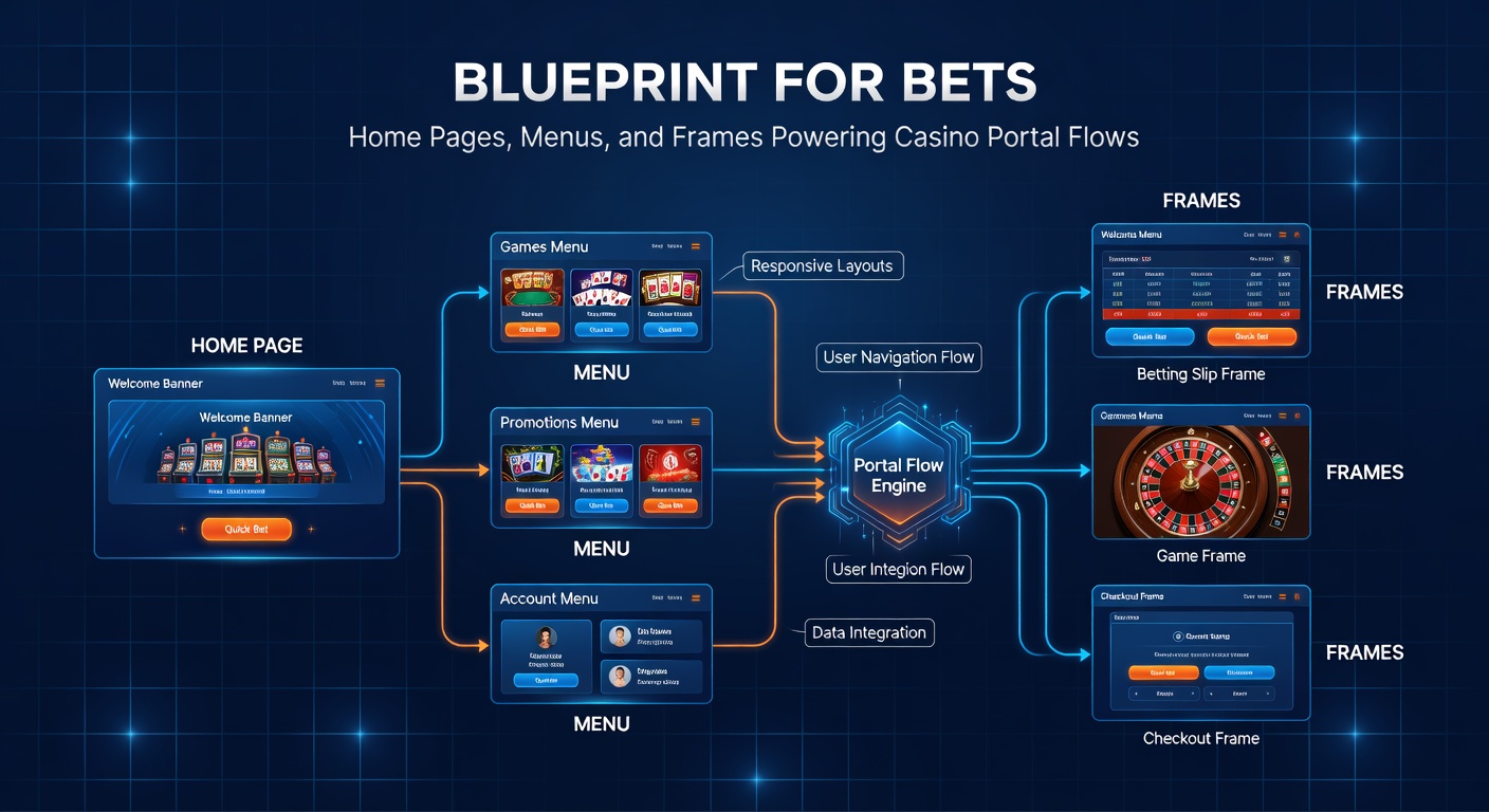 Overzicht van een typische casino-startpagina met prominente menu's en zijframes die gebruikers naar spellen leiden