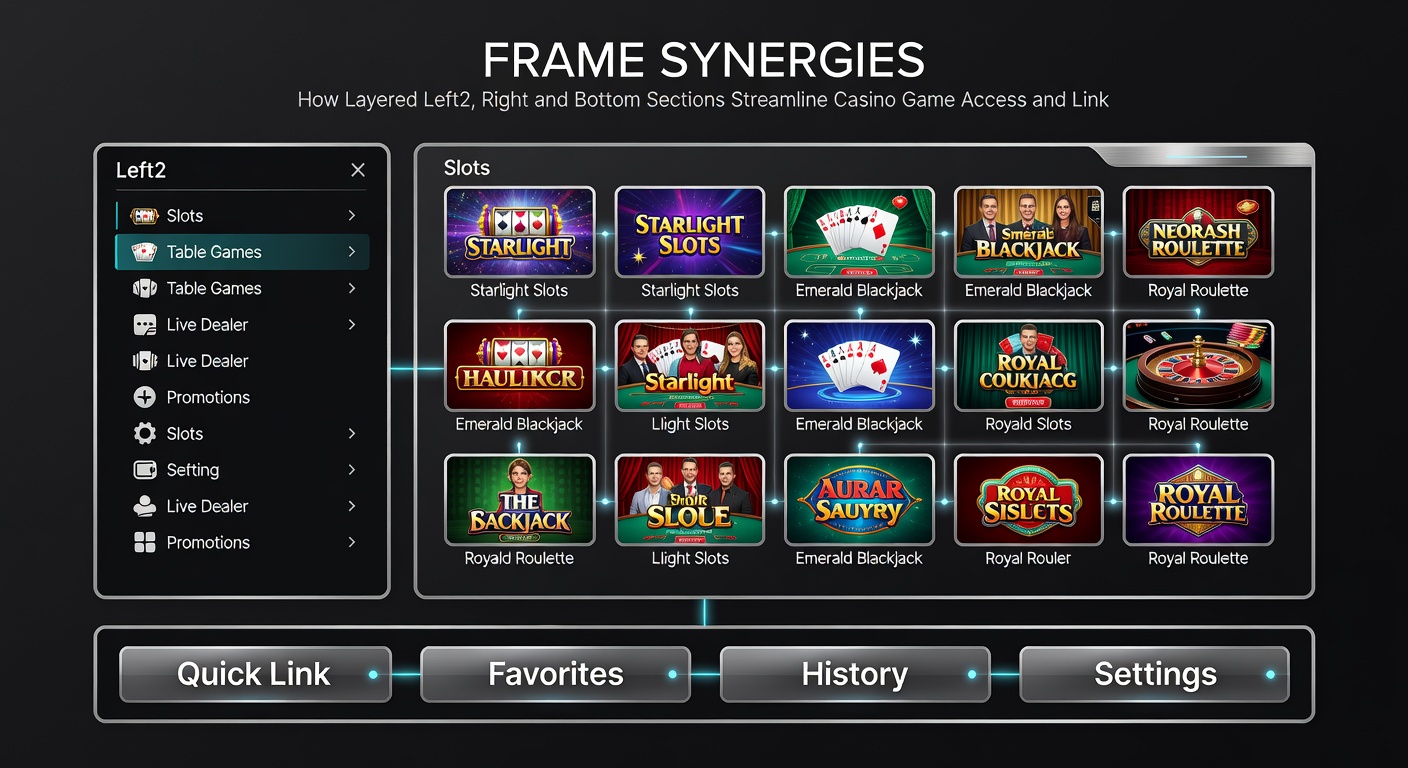 Detailopname van frame interacties met linker2 rechter en bodem secties in een live casino interface