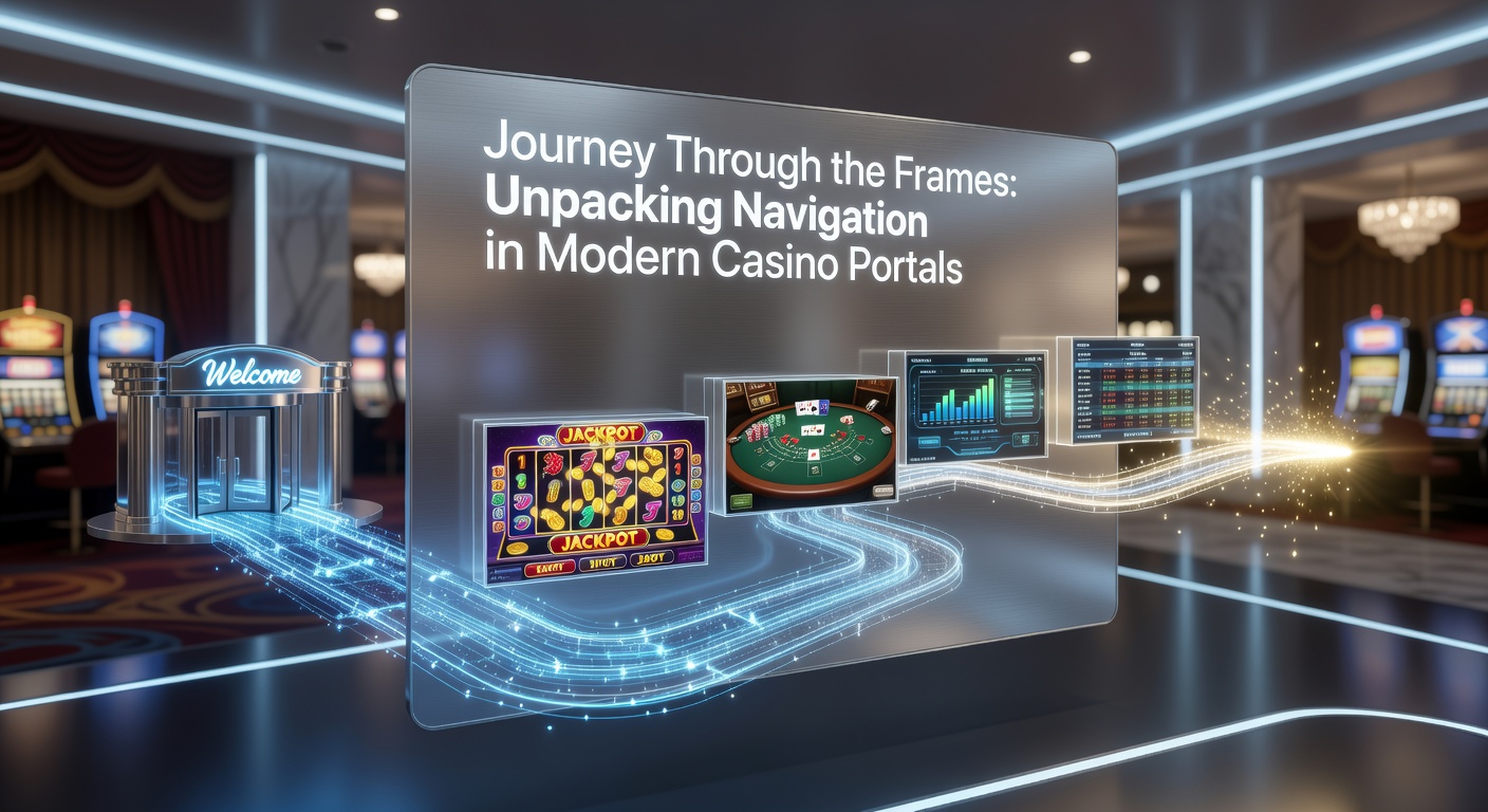 Schermafbeelding van een modern casino-portal met gelaagde navigatieframes die games en menu's naadloos integreren
