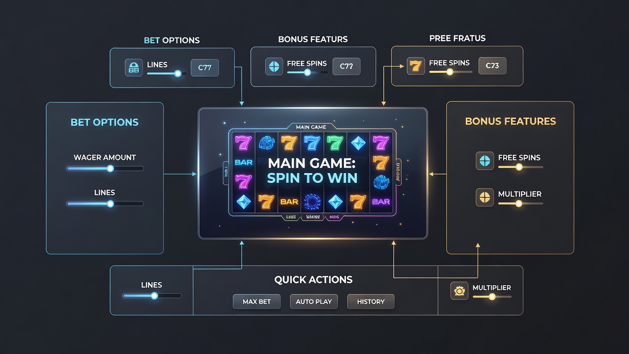 Detailopname van een bodemframe en rechtersectie die spelerkeuzes richting live spellen en promoties sturen