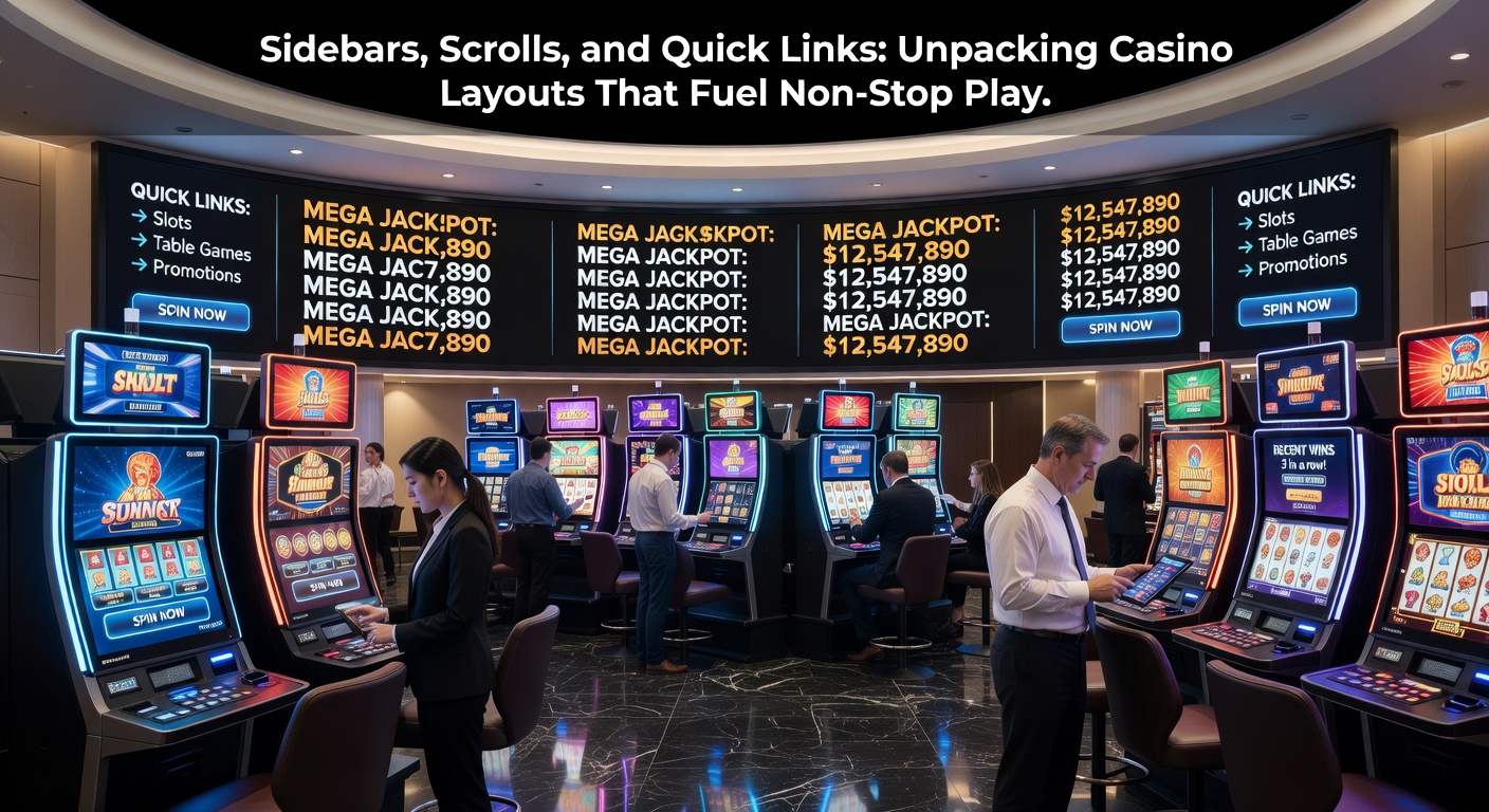 Dynamische scroll-interface op een casino-homepage met snelle links naar live games en promoties