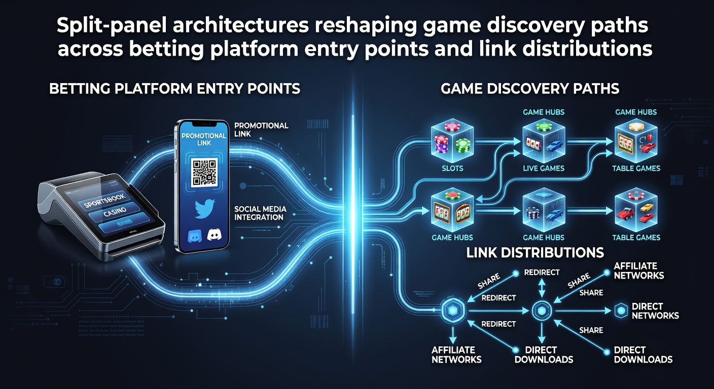 Split-panel architectuur die verschillende navigatiezones toont op een gokplatform