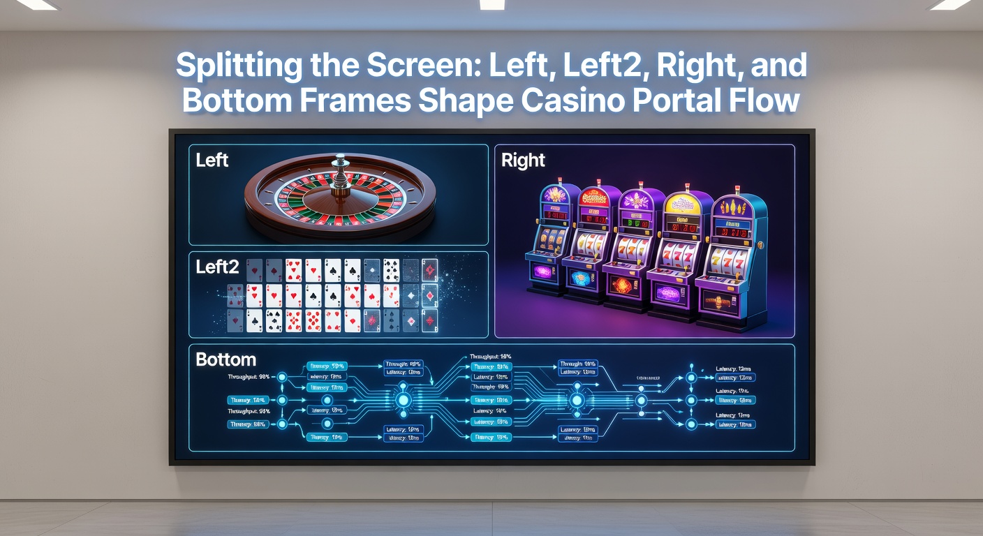 Close-up van rechter- en bodemframes in een casino portal, met promotiebanners en footerlinks